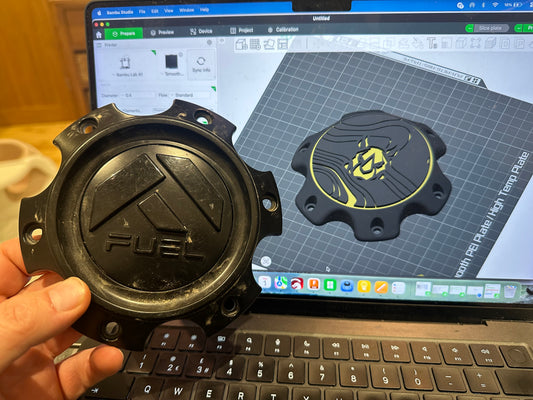 Custom Designed and made wheel centre caps